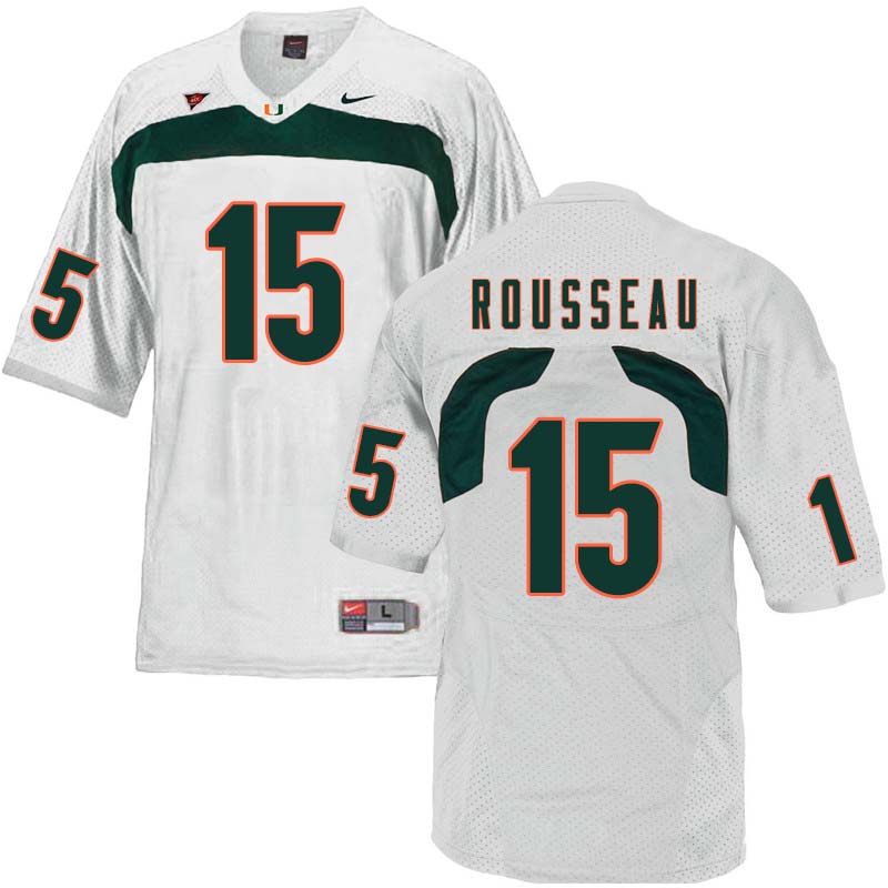 Nike Miami Hurricanes #15 Gregory Rousseau College Football Jerseys Sale-White - Click Image to Close